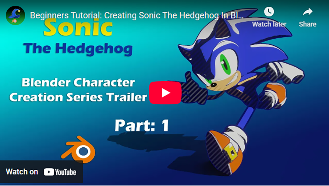 Sonic Character Creation with Blender Title Card